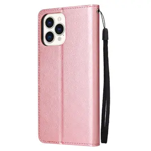 Rose Red Wallet Cell Phone Cases PU Leather Mobile Bags Coque Fundas Flip Back Cover For 13 pro max
