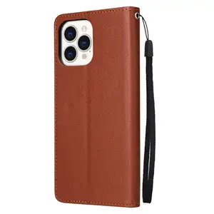 200pcs/set Wine Red Wallet Cell Phone Cases PU Leather Mobile Bags Coque Fundas Flip Back Cover For 13 pro max