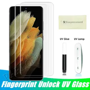 UV Light Nano Liquid Glue Tempered Glass Phone Screen Protector for Samsung S23 Ultra S22 S21 S20 Plus Note 20 10 9 S10 S9 S8 Huawei P50 PRO Mate 40 NOVA 8
