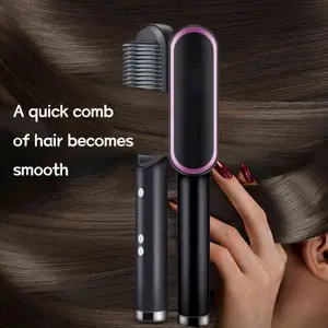 Straightening Heating Combs Men Beard Hair Straightener Ceramic Curler Professional Heated Comb Electric Hair Brush Straightener 211224