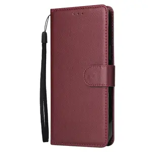 Wine Red Wallet Cell Phone Cases PU Leather Mobile Bags Coque Fundas Flip Back Cover For 13 pro max