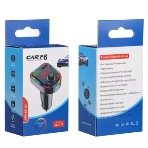 F5 F6 Car Bluetooth FM Transmitters Kit Cell Phone Charger With Colorful Lights 3.1A Dual USB Fast Charging Adapter Wireless Audio Receiver Handsfree MP3 Player