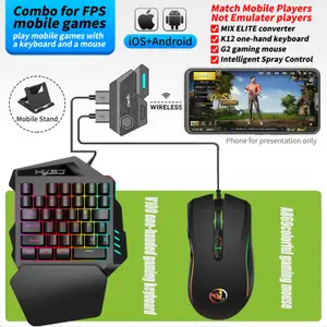 P3 Portable Android Converter+Keyboard+Mouse Combo Set A869 RGB Ergonomic Wired Gaming Mouse V100 35 Keys Single-Hand Game Keyboard