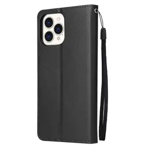 Luxury Bus iness Leather Cases PU Leather Mobile Case For 13 pro max Black