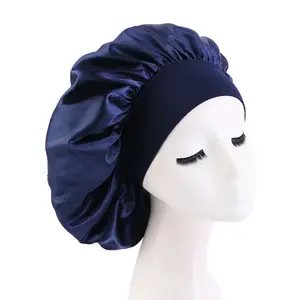 2024 Large Stretch Wide-brimmed Nightcap Simulated Silk Hair Care Cap Satin Shower Cap Beauty Salon Hat