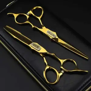 New Arrival Professional barber shears and trims 6.0-inch gold double sword face 440C steel salon barber shears Z241213