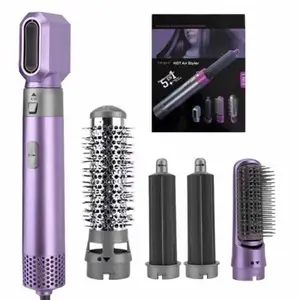 Electric Hair Brush 5-in-1 Heated Comb Automatic Curling Iron Professional Rod Home Hot Air Brush Styling Toolkit Automatic Suction Hair Styling Comb Dropshipping