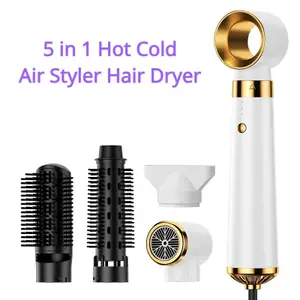 Dryers 5 in 1 Hair Dryer Hot Cold Air Styler Comb Electric Blowing Negative Ion Hair Dryer Styling Tool Auto Curling Iron Hair Dryer