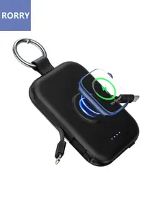 RORRY 3 in 1 Portable Power Bank for iPhone Samsung Magnetic Wireless Charger for AP Watch Powerbank With Built-in Cable X251126