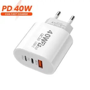 40W 3A 3 Ports Cell Phone Chargers Dual PD Type c Wall Charger Fast Charging Power Adapters For Samsung s20 s22 Utral Htc Xiaomi Huawei