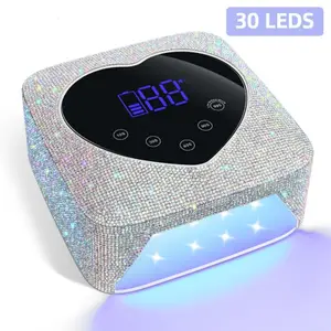 Rechargeable UV LED Nail Lamp 72W Cordless UV Light for Nails With Rhinestone Heart Shaped Manicure Pedicure Machine Nail Tools 240416