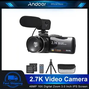 Camcorders Andoer Digital Video Camera Camcorder 2.7K DV Recorder 48MP 16X Digital Zoom Professional with Batteries filmadora profissional 230505