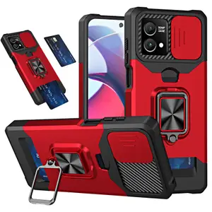 Military Grade Card Slot Wallet Cases Shockproof Ring Stand Slide Camera Protective For MOTO G Stylus 2023 Power Play 5G RedMi Note 11 12 Pro XiaoMi 11 Lite POCO X5 Pro