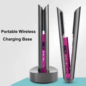 Hair Straighteners Flat Iron Hair Straightener with Charging Base Professional Mini Straightener Wireless Curling Iron USB Cordless Hair Curler 231211
