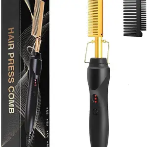 Hair Straighteners 2 in1 Comb Hair Straightener Electric Heating Comb Fast Heating Portable Travel Anti-Scald Beard Straightener Press Comb 231214