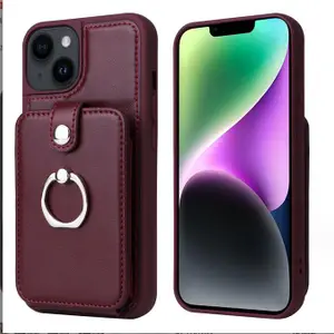 RED 100pcs/lot Creative Phone Cases PU Leather Mobile anti-drop phone Cover For 15 pro max