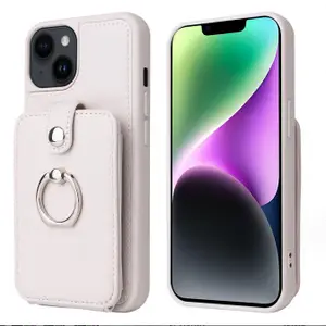 200pcs/lot Creative Phone Cases PU Leather Mobile anti-drop phone Cover For 15 pro max WHITE