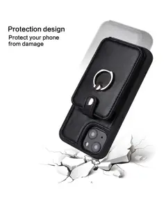 50pcs/lot Black Creative Phone Cases PU Leather Mobile anti-drop phone Cover For 15 pro max