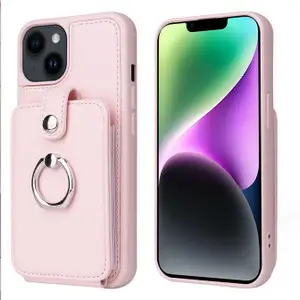 PINK 200pcs/lot Creative Phone Cases PU Leather Mobile anti-drop phone Cover For 15 pro max