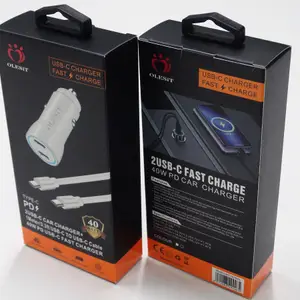 OLESiT Cell phone Chargers 2USB-C Fast Charge 40W PD Car charger 1Meter USB-C to C and L Cable