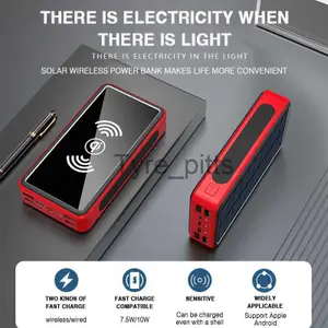 Cell Phone Power Banks New 50000mAh Wireless Solar Power Bank External Battery Portable Powerbank 2USB Fast Charging for x0809