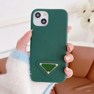 Hard Shell Designer Phone Case for Samsung Galaxy S25 S24 Ultra S23 Plus S22 S21 S20 FE S10 S9 S8 Note 20 10 9 8 Luxury PU Leather Velvet Lining Back Cover Fundas Coque Green