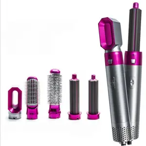 British plug five in one hot air blower electric comb negative ion straight hair brush air curling iron ceramic curling iron rotating Hair Straighteners D 7