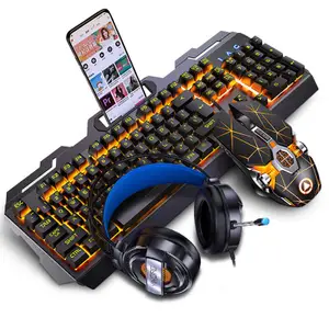 Backlights Keyboard Mouse and Headphone Combos RGB Backlit Keypad Gaming Lights Headband