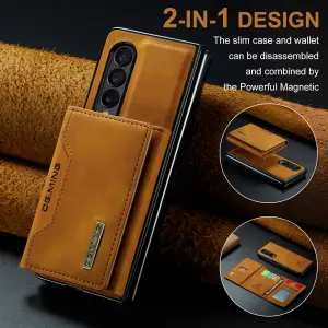 Detachable Retro Leather Wallet Phone Case For Samsung Galaxy Z Fold 6 5 4 3 5G Fold4 Fold3 Strong Magnetic Cards Bag Stand Cover Shell