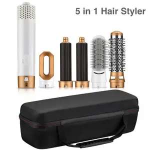 Hair Dryer 5 in 1 Electric Hair Comb Negative Ion Hair Straightening Brush Hair Dryer Air Wrap Curling Iron Set Handbag