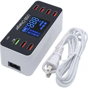 Quick Charge 3.0 LED Display Multi USB Charging Station 8 Port USB Charger Mobile Phone Desktop Wall Home EU UK US Plug
