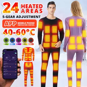Area Heated Thermal Underwear Heating Suit Jacket Smart Phone App Control Temperature Usb Battery Powered