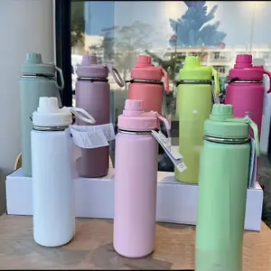 Stainless Steel Yoga Sports Fiess Water Bottles Simple Pure Color Insulated Tumbler Mug Cups With Lid Thermal Insulation Gift Cup Water Bottle 24oz