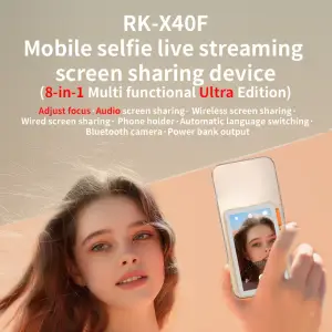 2025 RK-X40F 8 in 1 Mobile Phone Selfie Device Rear Camera Wireless Screen Projection Sharing Sound Focusing with Stand