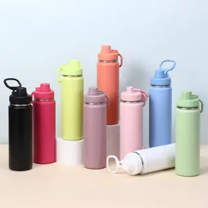 Stainless Steel Double Wall Water Bottles With Rope 24oz Sport Bottles Insulted Vacuum Tumblers Hiking Pot