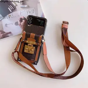 Designer Card Fashion Holder Crossbody Phone Case For Samsung Galaxy Flip 3 5G fold 6 5 Z fold3 4 Lanyard pu Leather Shockproof Protective cover 2iy5642