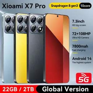 2025 Xioami X7 Pro Cellphone 7.3HD 16GB 1TB Global Edition Original Smart Phone Dual Card 7800mAh Battery Android14 Facial Recognition Function