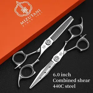 MIZUTANI professional hairdressing scissors thinning shears 6.0-inch barber scissors 440Csteel Hair cutting machine 240914