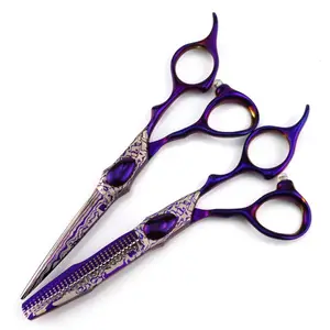 Professional JP440c steel 6 Damascus Purple hair scissors haircut thinning barber makas cutting shears hairdresser scissors 250118