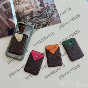 Designer MagSafe Leather Magnetic Card Holder fit all Phone Case Work ID Credit Bus Card Holder Slot Cases Hi Quality Luxury Mini Wallet Cover With Box Packing DM 726