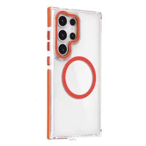 Clear Mobile Phone Case for S22 S24 S25 Ultra S23 Plus Magnetic Wireless Charging Transparent Protective Cover R250430