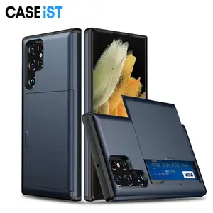 CASEiST Heavy Duty Armor With Hidden Slide Card Slot Holder Wallet Dual PC TPU Phone Case Cover For Samsung Galaxy S25 S24 Ultra S23 S22 S21 S20 S10 Note 20 10 9 8 Plus FE A55
