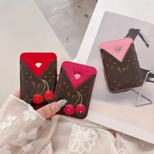 Top Luxury Designer Magnetic Leather MagSafe Card Holder Phone Case All Fitted Luxury Universal Mini Wallet Work ID Bank Credit Bus Hi Quality Cover Woman Man