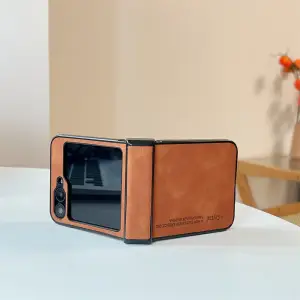 Luxury Business Leather for Hinge Protection Phone Case for Samsung Galaxy Z Flip 3 4 5 6 Z6 z5 flip5 Flip 6 Matte Fashion Cover