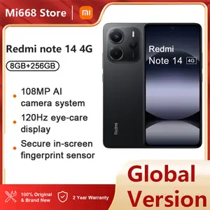 Global Version Xiaomi Redmi Note 14,8GB+256GB,108MP AI camera system with OIS,6.67" AMOLED display,45W turbo charging with 5110mAh battery,IP64(Charger Not Included)