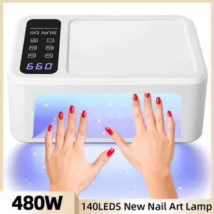 140 Beads Professional UV LED Nail Lamp For Nails 480W Fast Curing Gel Polish Lamp With LCD Display Screen Smart Sensor W250210