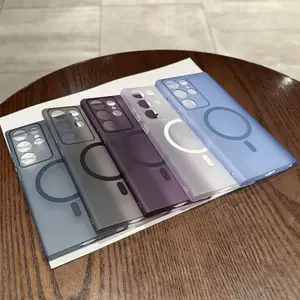 Suitable for Samsung S25 ULTRA matte skin protective case, S24 precision hole ice mist magnetic charging PC phone case