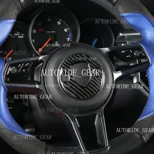 Carbon Fiber Steering Wheel Emblem Decoration 3D Stickers Car Styling Utor28 For Porsche An Panamera 718 New Cayenne Auto Accessories