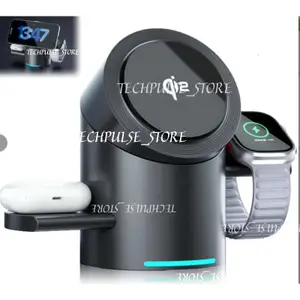 Fast Shipping Aluminum Phone High Quality Automatic Touch tech73 Rotation Qi23 In 1 Magnetic Folding Wireless Charger