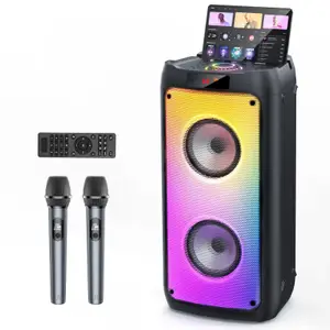 T10T Wireless Bluetooth Speaker Karaoke Machine with 2 Microphone Home Karaoke Party Speaker with Led Light Stage Subwoofers L20251021